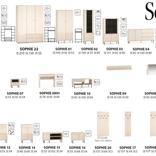 wieszak 34 panel z wieszakami Sophie 17 frezowany lamelami kremowy