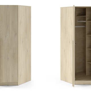 szafa 95 narożna ubraniowa Braga 04 z półkami drążkami rogowa