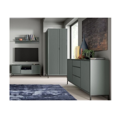 Zestaw Mebli ryflowany komplet LINKASTYLES L komoda rtv szafka szafa komplet cashmere green indygo do pokoju salonu