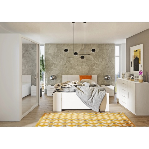 Zestaw mebli sypialnianych BONO 1L łóżko szafa komoda stolik komplet