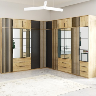 szafa 150 z lustrem loft Sorento lamele szuflady półki drążek nowoczesna