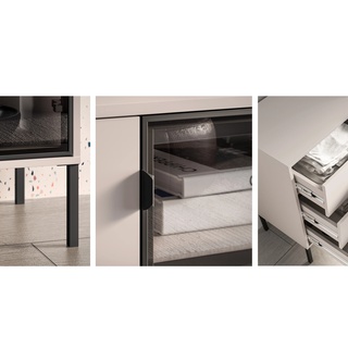 komoda 107 przeszklona na nóżkach Barnee 03 szafka z szybą LED