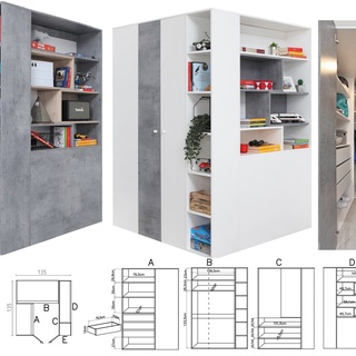 zestaw nowoczesny Sigma A młodzieżowe biurko narożna szafa łóżko