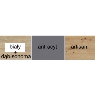 zestaw mebli Smart H sypialnia komplet łóżko szafa z lustrem szafki nocne artisan / szary antracyt / sonoma biały do sypialni