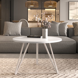 stolik 67 loft okrągły Trio ława mała kawowa biały czarny dąb wotan