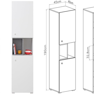 regał 45 zamykany Sigma 05 słupek wysoki wąski do pokoju sypialni