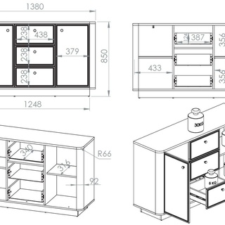 komoda 180 duża elegancka Vilavio 03 szeroka szafka do salonu sypialni