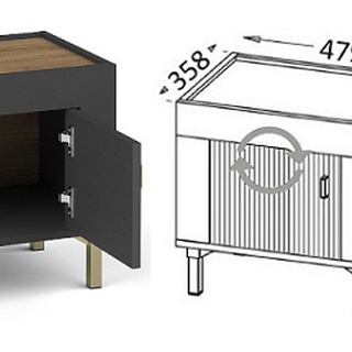 szafka 48 nowoczesna mała z nóżkami Mossa 11 stolik nocny mały czarny + dąb whisky do pokoju sypialni biura
