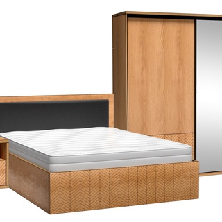 zestaw mebli sypialnia Fonti F łóżko szafa przesuwna z lustrem szafka nocna komplet do sypialni