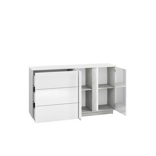 Komoda 165 z szufladami drzwiami Lumens 06 w połysku szafka biała