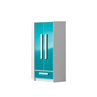 szafa 87 narożna Guliver 02 z szufladą półkami połysk do pokoju sypialni