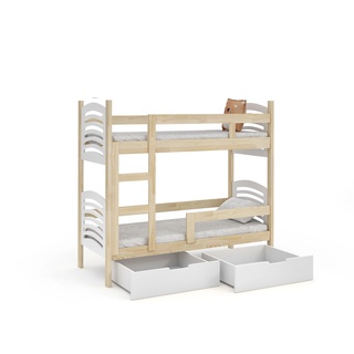 łóżko 75x160 piętrowe nowoczesne Oli 2os z materacami szufladami