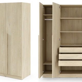 szafa 200 uchylna czterodrzwiowa Braga 01 z półkami drążkami szufladami