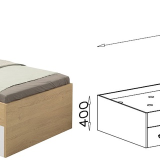 łóżko 90x200 z szufladami szafką Step 11 pojedyncze 90 młodzieżowe dla dzieci dąb biszkoptowy + biały + beton do pokoju sypialni