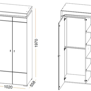 szafa 120 dwudrzwiowa ubraniowa Theo THS-2 z półkami drążkiem biała