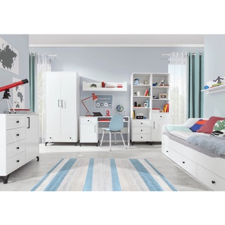 zestaw duży mebli Bergen C biurko łóżko komoda szafa biała w połysku