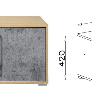 szafka 120 rtv z szufladą Step 08 stolik pod telewizor mały dąb biszkoptowy + biały + beton do pokoju młodzieżowego dzieci
