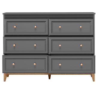 komoda 135 ,5 z szufladami Terra 03 szafka pojemna bieliźniarka szara