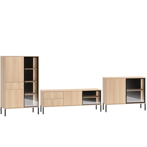 Zestaw meblościanka LED BARNEE 2 witryna komoda rtv szafka do salonu