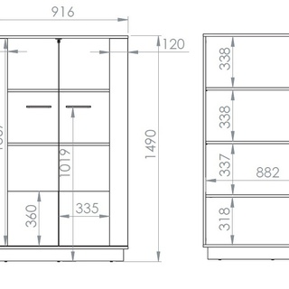 zestaw z oświetleniem Modesto 6 komoda witryna loft dąb czarny do pokoju