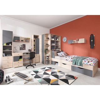 regał 45 wąski wysoki Delta 04 zamykany słupek z szufladą do pokoju