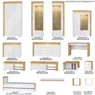 komoda 102 mała Theo THK-2 szafka dwudrzwiowa biała w połysku