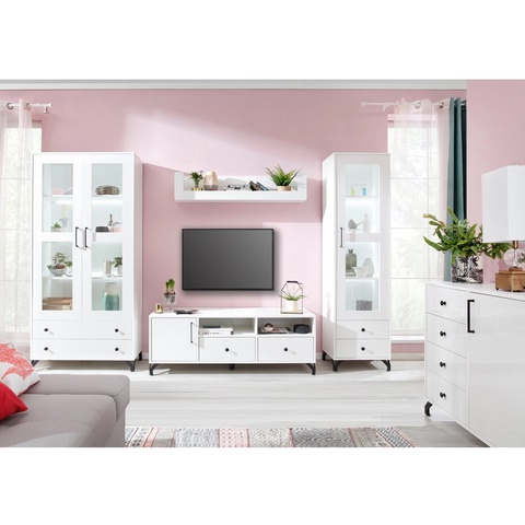 Zestaw meblościanka na nóżkach BERGEN A witryna szafka rtv komoda