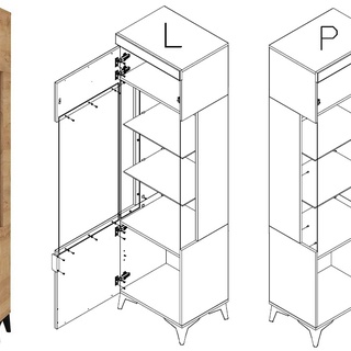 zestaw mebli pokojowych Bragi 1 komoda rtv szafka witryna ława