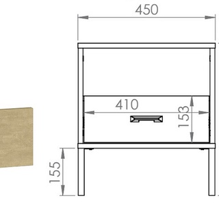 szafka 45 nocna z szufladą na nóżkach Colt 08 stolik nocny loft dąb craft + czarny + stal do sypialni pokoju