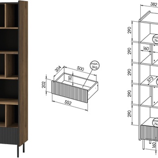 zestaw mebli młodzieży Prestigo 5 komplet loft regał biurko półka orzech warmia san sebastian czarny do pokoju biura gabinetu