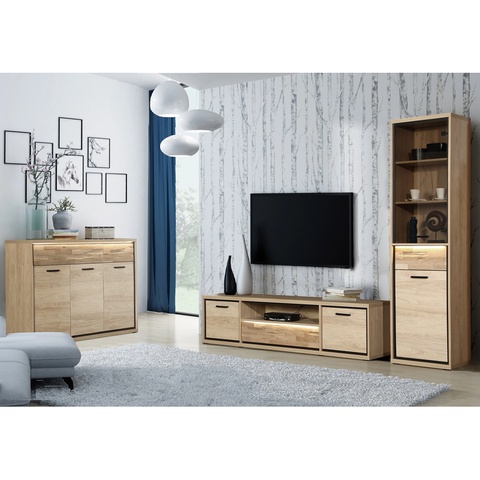Zestaw MEDIOLAN 1 komoda rtv szafka witryna komplet do pokoju salonu