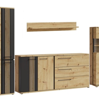 szafa 93 dwudrzwiowa z lamelami półkami drążkiem Molto B 01 artisan czarny loft nowoczesna do pokoju salonu sypialni przedpokoju