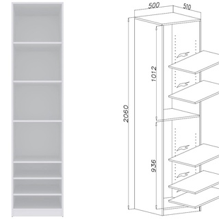 szafa 250 modułowa prosta narożna Tres Y garderoba otwarta biała