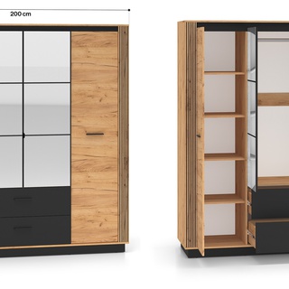 szafa 200 duża z lustrem szufladami Urso 01 loft lamele frezowana