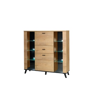 komoda 131 duża wysoka John 03 z barkie przeszklona szafka na nogach