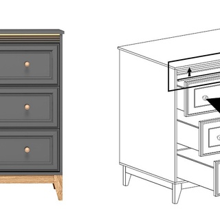 komoda 135 ,5 z szufladami Terra 03 szafka pojemna bieliźniarka szara