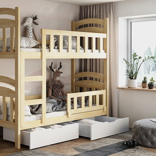 łóżko 90x200 piętrowe duże Damian 2os z materacami szufladami młodzieżowe