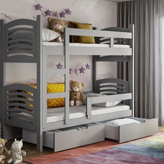 łóżko 75x160 piętrowe nowoczesne Oli 2os z materacami szufladami