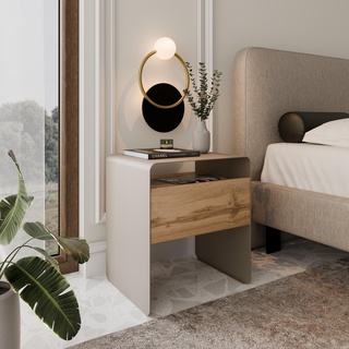 stolik 45 nowoczesny z szufladą Soha metalowy loft do pokoju sypialni