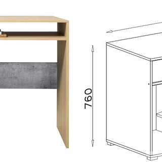 zestaw mebli młodzieży dzieci Step F łóżko biurko szafa półka komplet dla ucznia dąb biszkoptowy + biały + beton do pokoju