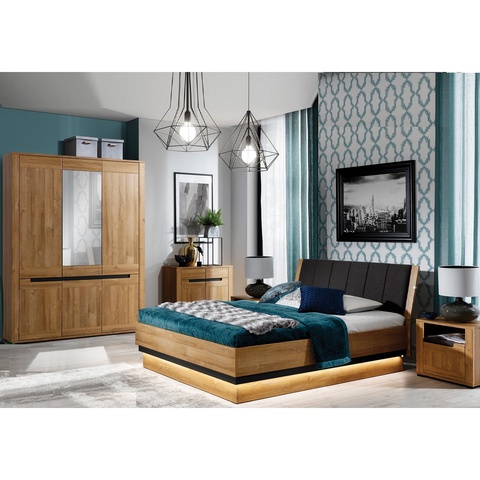 Zestaw mebli YORK 3 szafa z lustrem łóżko komoda komplet do sypialni