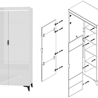 szafa 104 ,9 ubraniowa Baldur BDS-1 na nóżkach biała w połysku