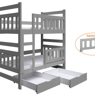 łóżko 80x180 piętrowe Tom 2os z materacami szufladami dla dzieci