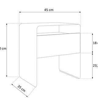 stolik 45 nowoczesny z szufladą Soha metalowy loft do pokoju sypialni