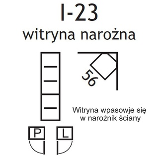 witryna 56 narożna Indiana 23 regał słupek zamykany z szybą rogowy