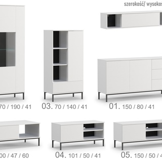 zestaw Querty A komoda witryna regał do pokoju salonu sypialni