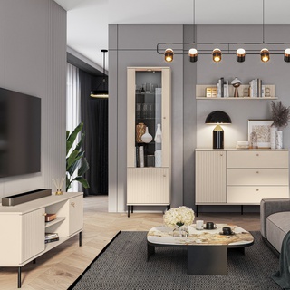 komoda 120 z szufladami Sophie 05 szafka lamele frez kremowa