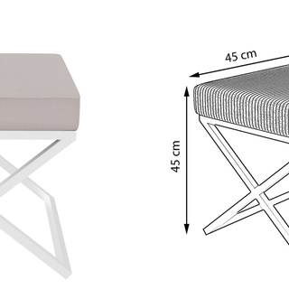 pufa 45 nowoczesna gładka X siedzisko elegancki stołek do salonu sypialni