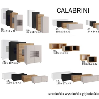 zestaw Calabrini 5 meblościanka rtv wisząca mix kolorów do pokoju