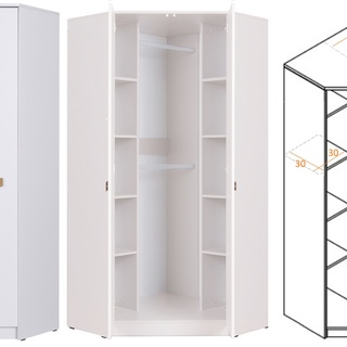 zestaw narożna garderoba Grant 34 wysoka duża półki szuflady drążki